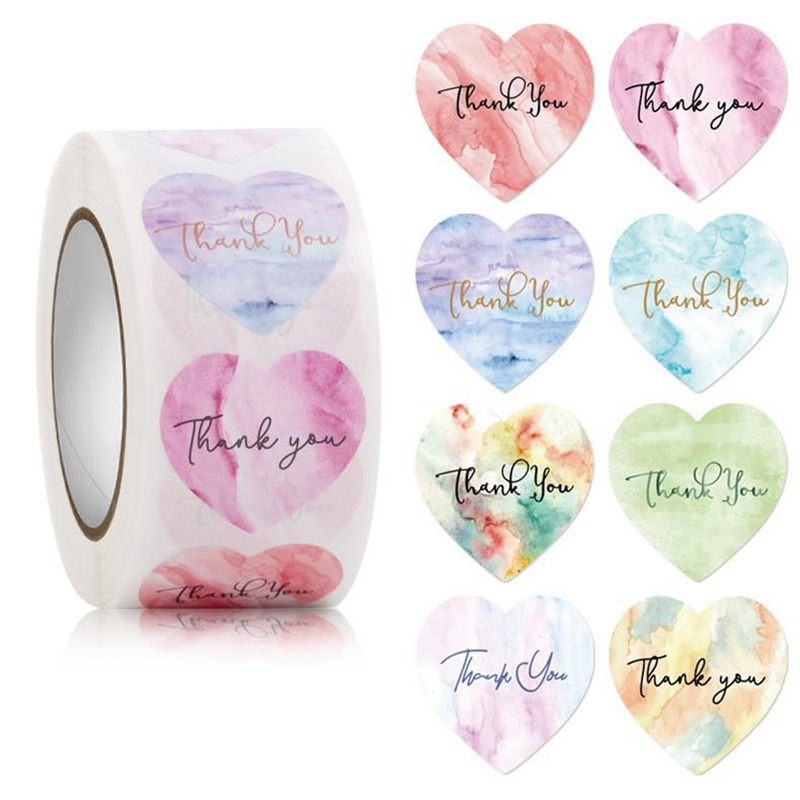 Wedding Supply Business - 100-500pcs Heart Thank You Stickers Flowers