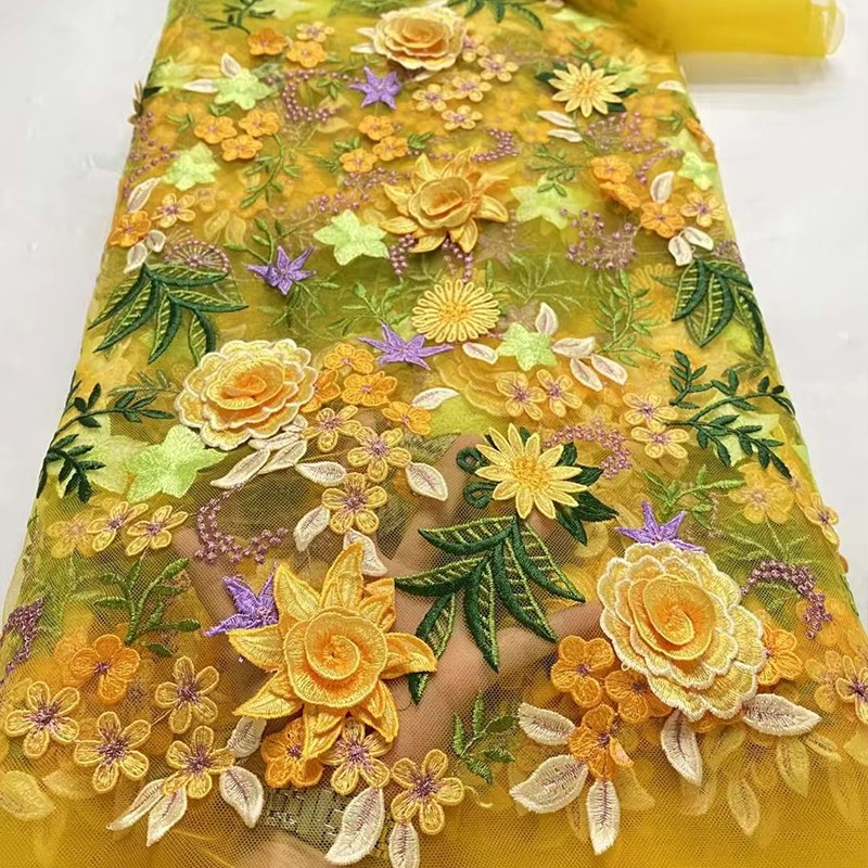 Wedding Supply Wholesale - 90x130cm 3D Floral Embroidered Tulle Lace