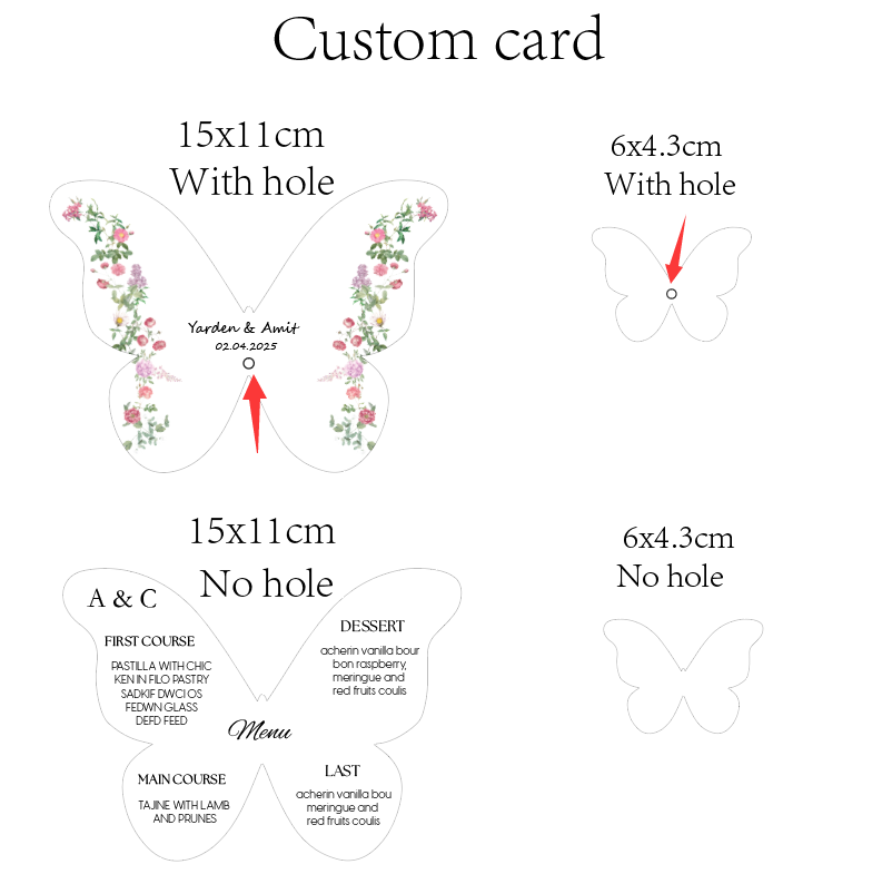 Custom Elegant Butterfly Menu  - Wedding Supply Business recension och pris