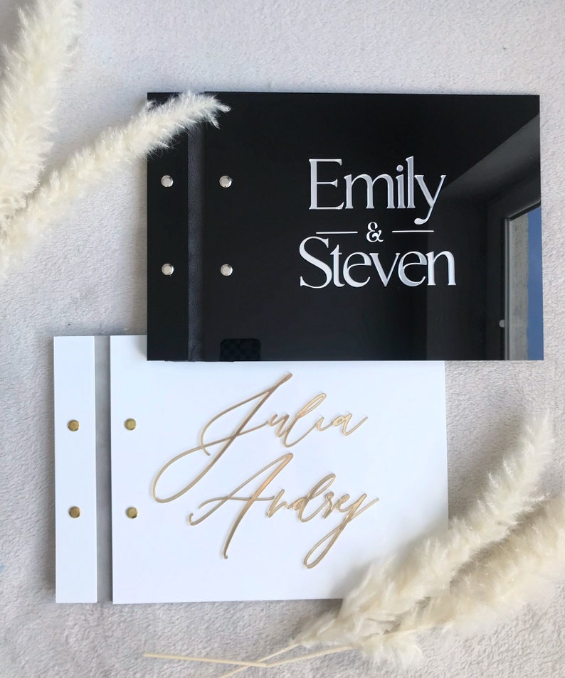 Black Acrylic Wedding Guestboo - Personalized Guest Book recension och pris